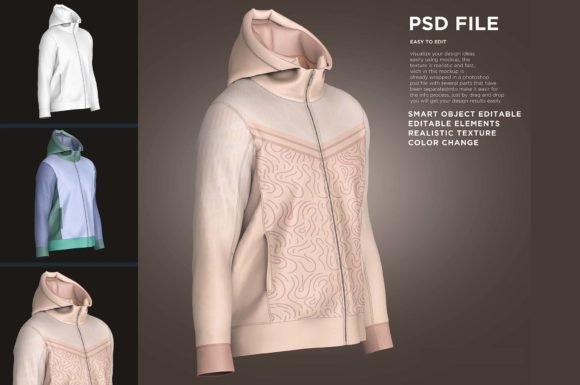 Download Drafting Mens Zip Up Hoodie Left Mockup - Drafting Collection