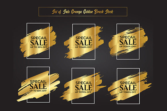 Download Sale Grunge Watercolor Golden Brush Set - Premium Resources